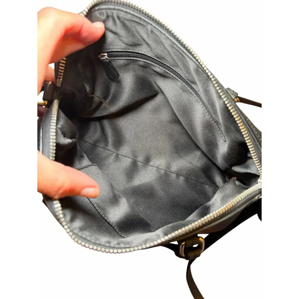 Coach Black Saffiano Leather Satchel Purse Crossbody Handbag Shoulder Bag Silver